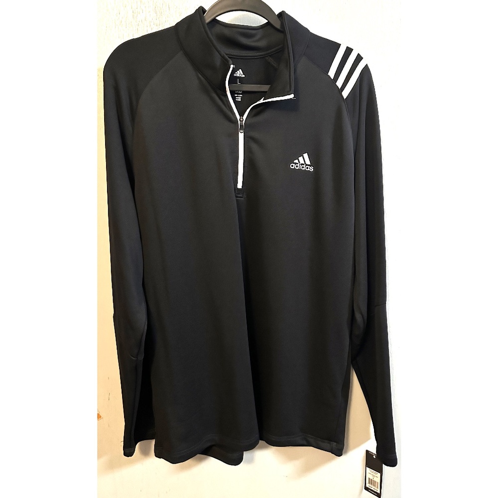 Adidas Mens French Terry Sz L 1/4 Zip Pullover Jacket NWT